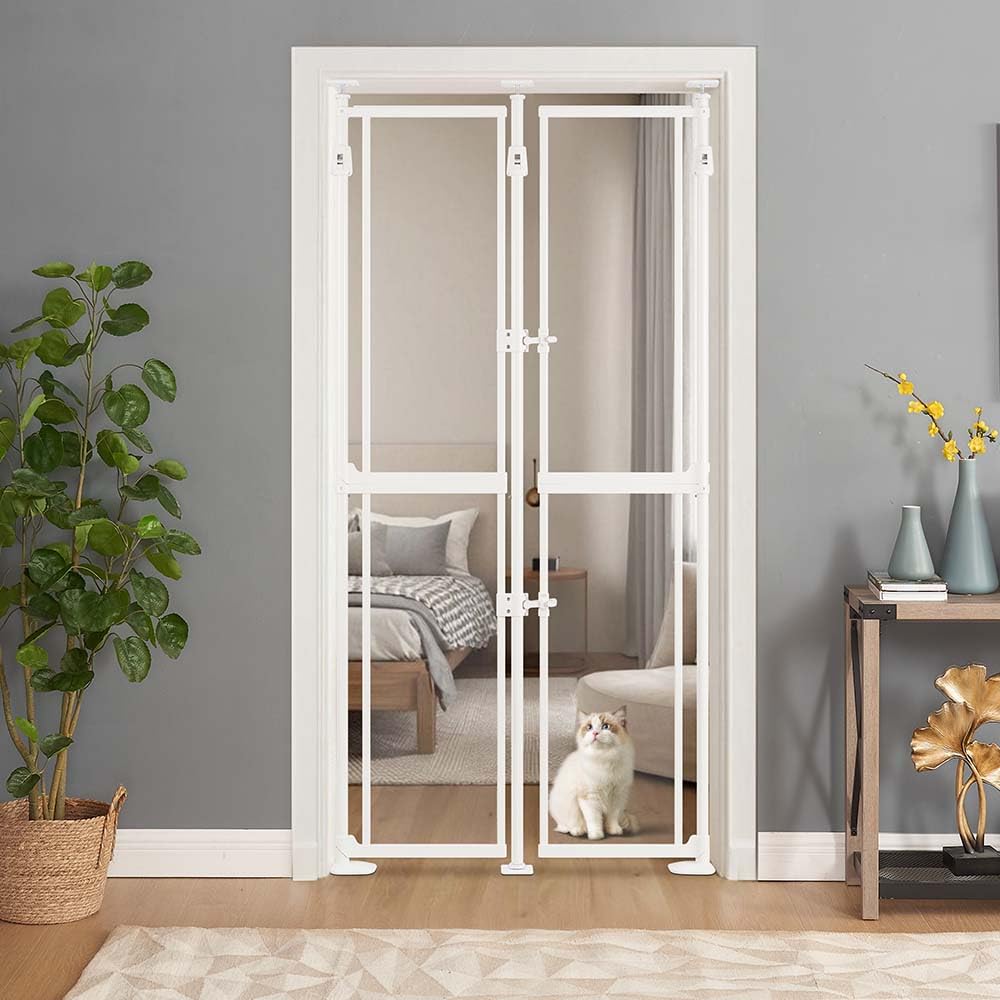 unipaws 75" H Extra Tall Cat Safety Gate, Auto Closing and No Drilling
