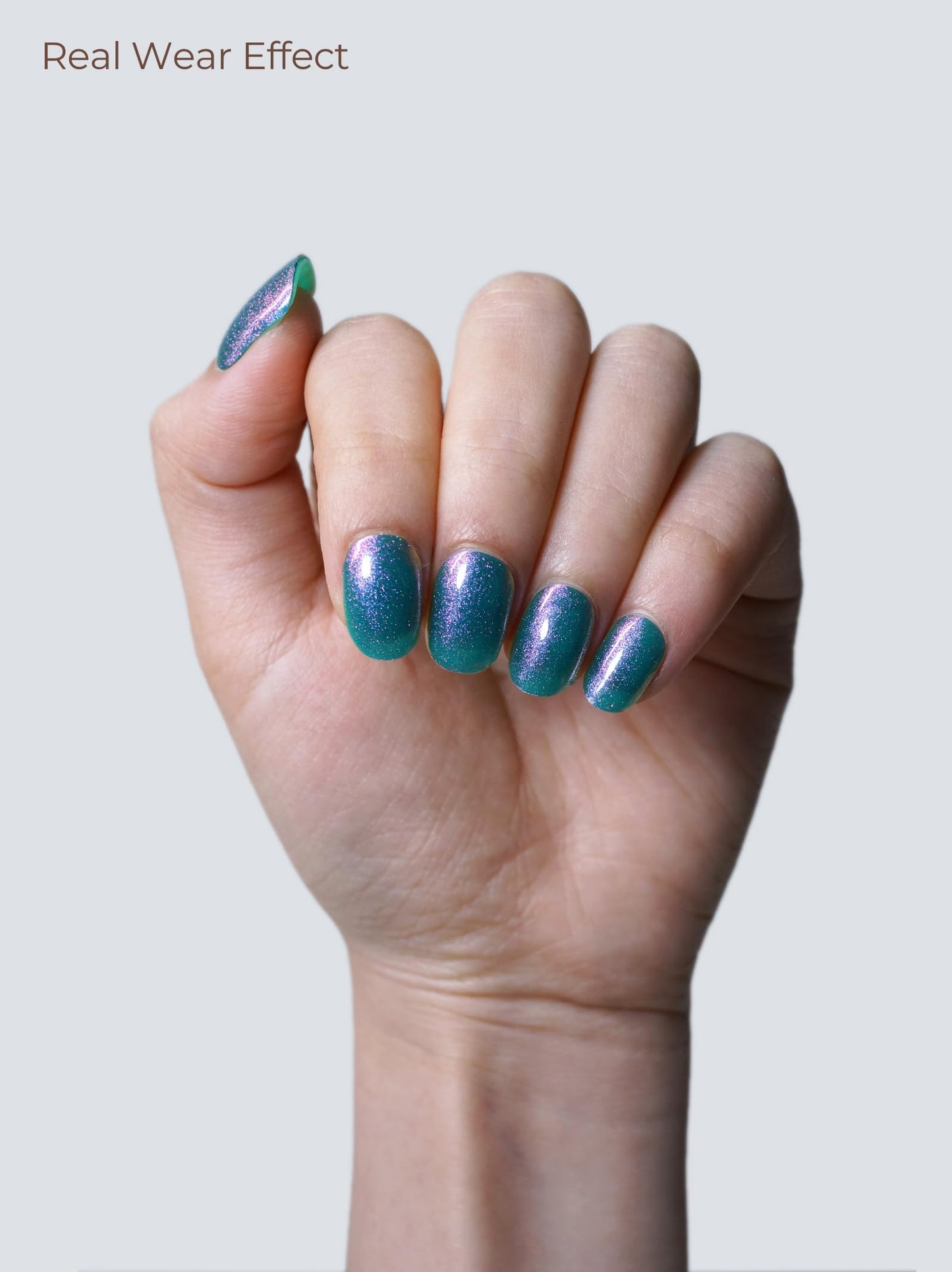 Beaolata Real Gel Nail Strips (No UV Light Needed) - 44Pcs Salon Quality Nail Stickers - Long Lasting Polish Wraps for Women, Easy Apply & Remove (Aquamarine)