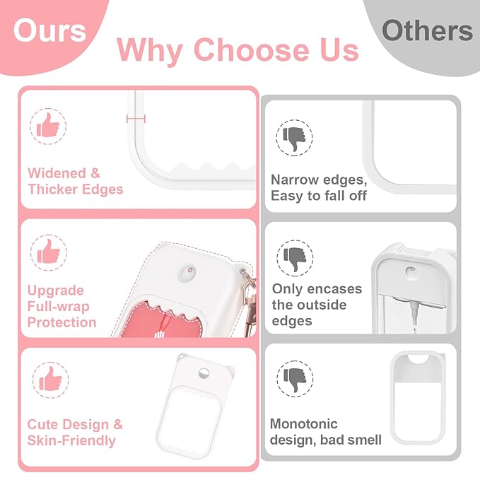 Hand Sanitizer Spray Case for Touchland Silicone Touchland Case Keychain Cute Hand Sanitizer Spray Holder Compatible with Touchland Power Mist Gentle Mist Glow Mist, White
