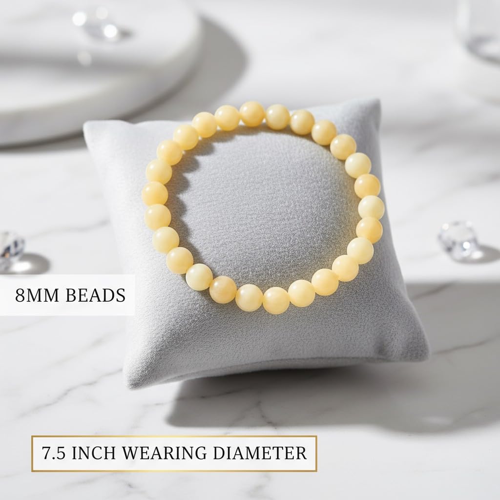 The Vida Handmade AAA+ Quality Crystal Stretch Elastic Bracelet - Nature Gemstone - Jewelry Gift - Holiday Gift - For Women & Men (Orange Calcite)