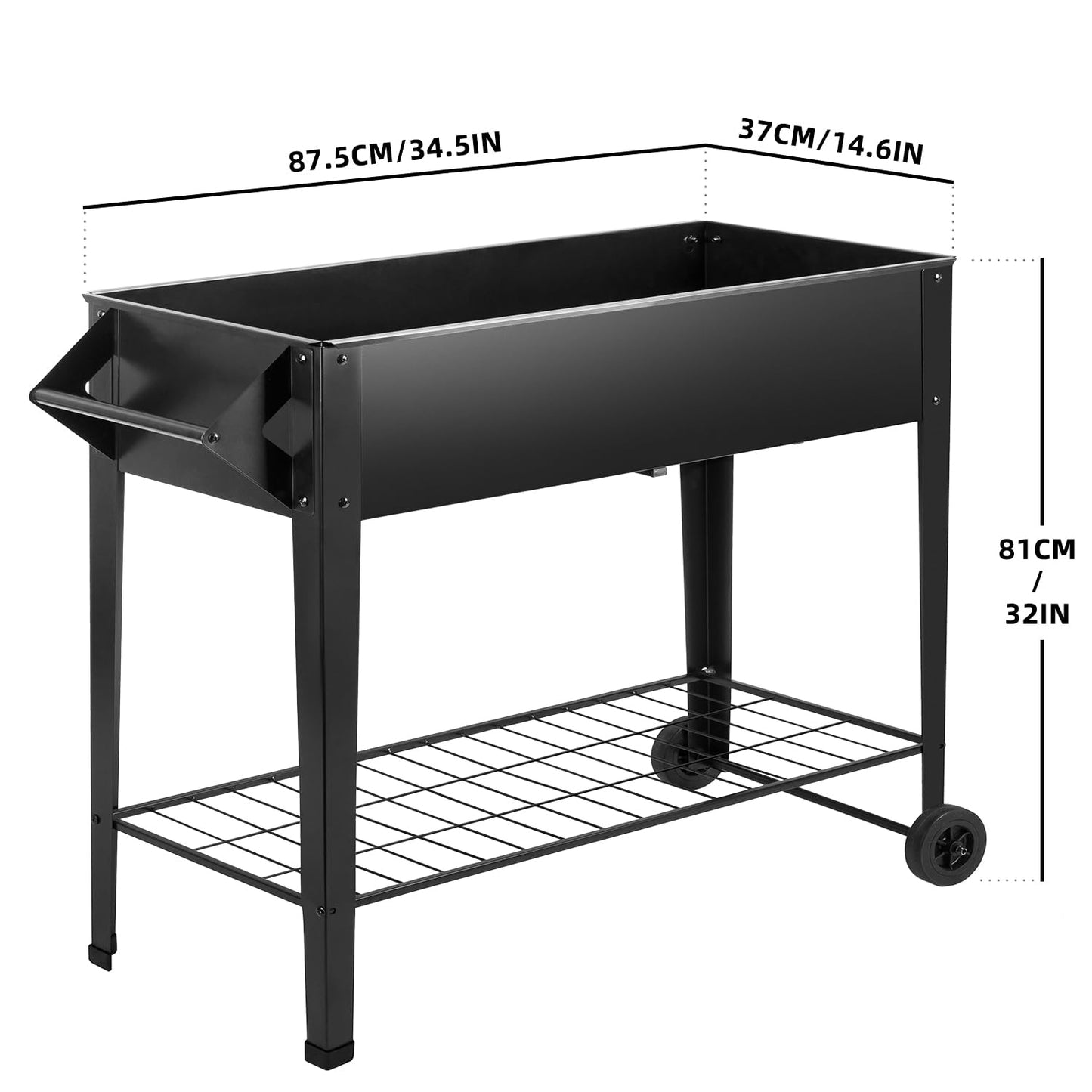 Kendane 32" Elevated Raised Garden Bed Outdoor - Rust-Resistant Metal Spacious Planter Box with Drainage Holes for Patio Balcony Deck Small Space - Grows Vegetables Tomatoes Herbs Flowers