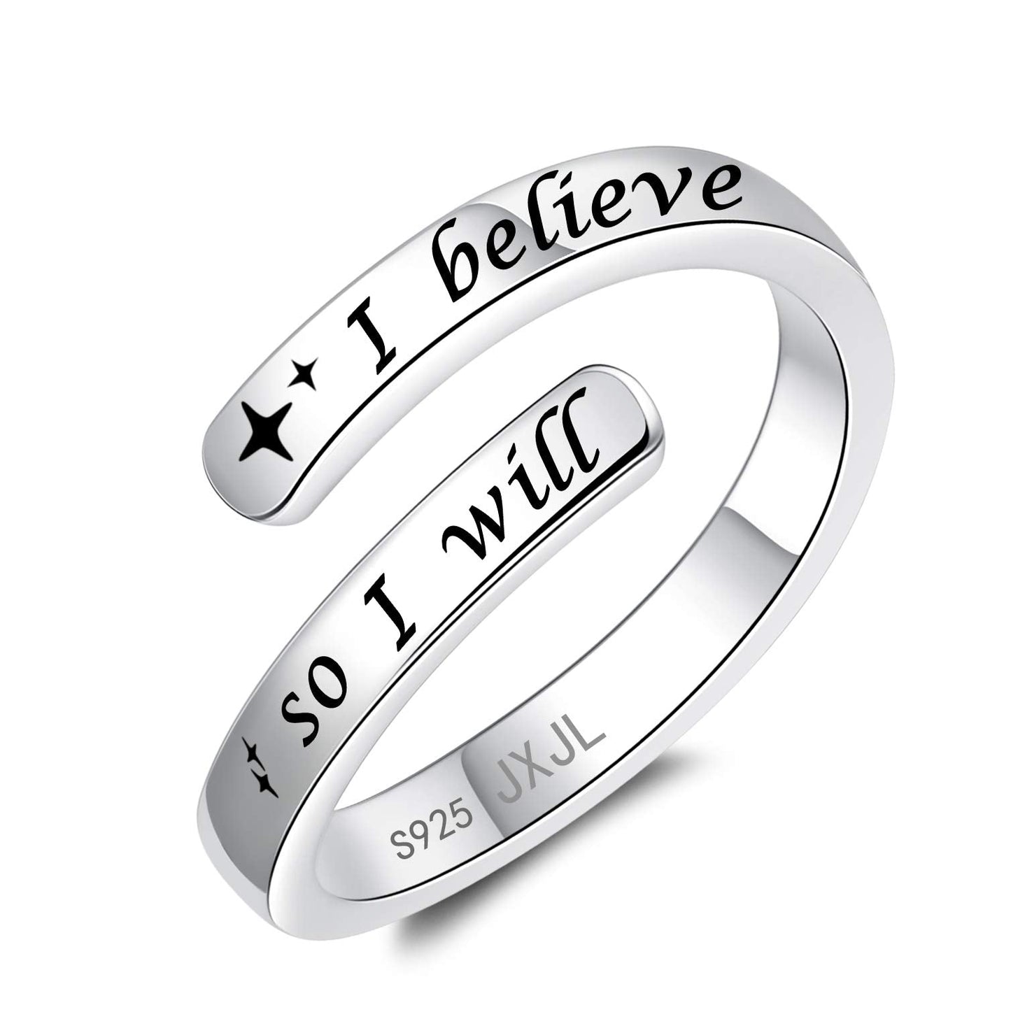 Silver Adjustable Ring Inspirational Jewelry S925 Sterling Wrap Open Ring for Women(I believe so I will)