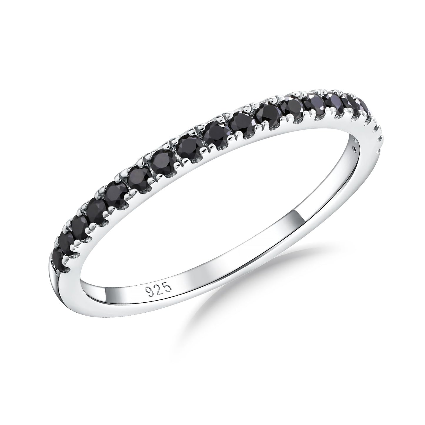 Black Moissanite Ring Men Women Created Diamond Wedding Rings Half Eternity Band Rings 0.25 Cttw Stackable Ring Size 9