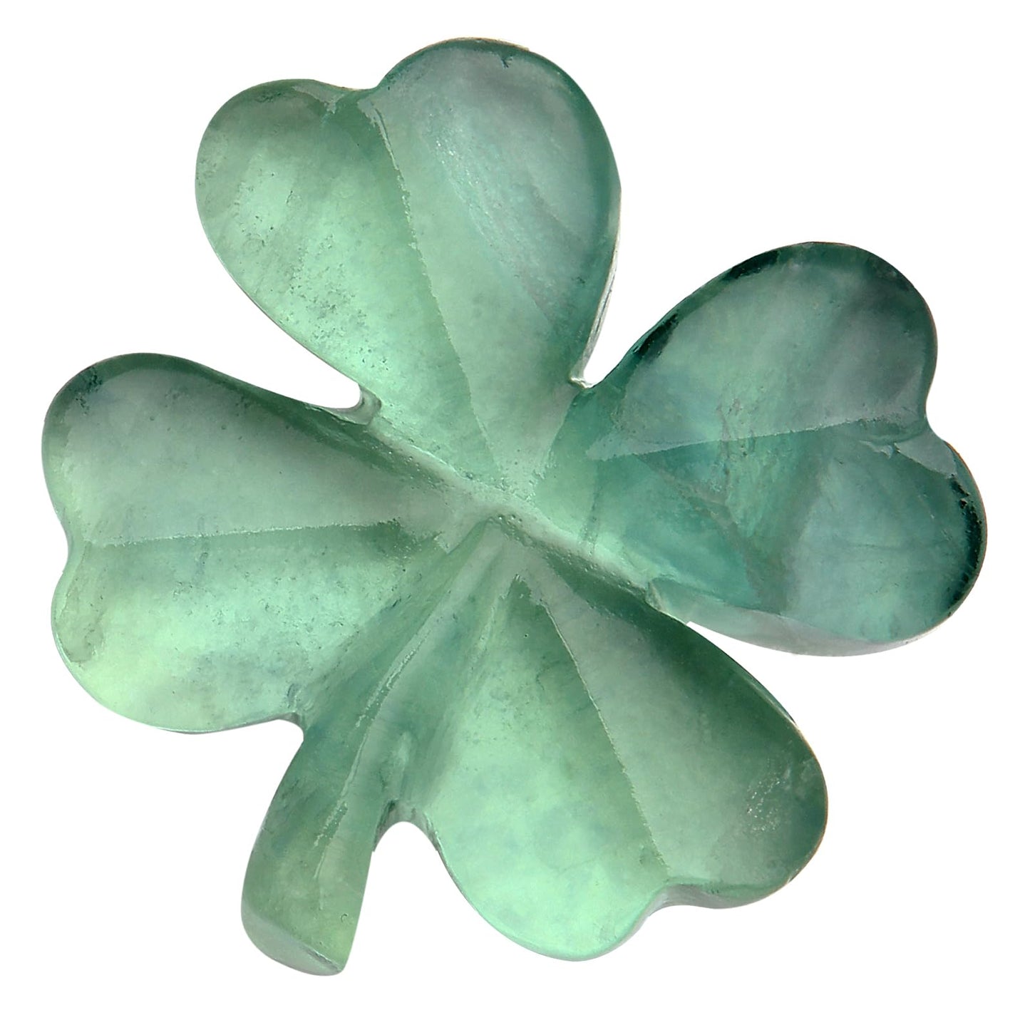 Hguxmcu Natural Fluorite Four Leaf Clover - Feng Shui Lucky Crystal for Love Positivity, Polished Healing Stone Decor, Birthday Gift for Her Gift for Women Men