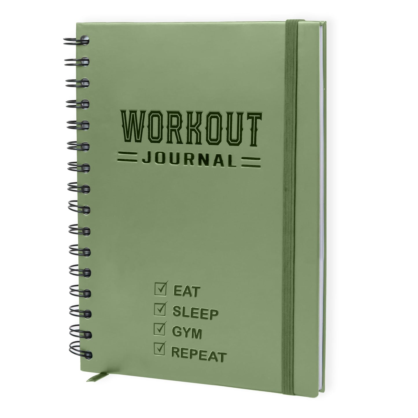 Nextnoid Hardcover Fitness Journal Workout Planner for Men & Women - A5 Sturdy Workout Log Book to Track Gym & Home Workouts - Green
