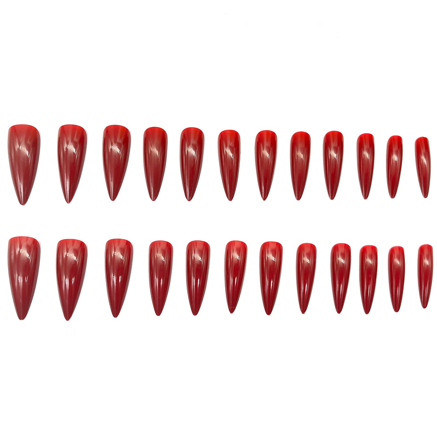 MERVF Stiletto Press on Nails Long - Red Fake Almond Glue ons Deep Solid Color Acrylic Artificial Gothic Art False Manicure Supplies 24pcs Glossy