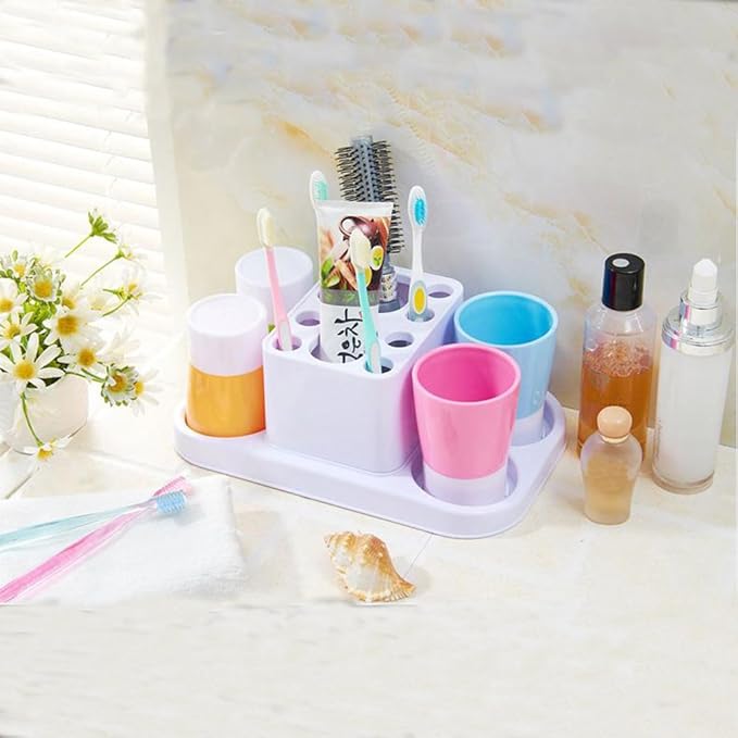 Toothbrush Holder and Large Organizer Stand for Bathroom