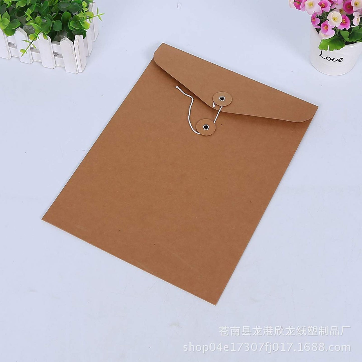 VANRA Kraft String Envelope File Folder Project Pockets File Jacket Document Organizer Flat-No Expansion A4 Letter Size(Kraft Brown,Pack of 5)