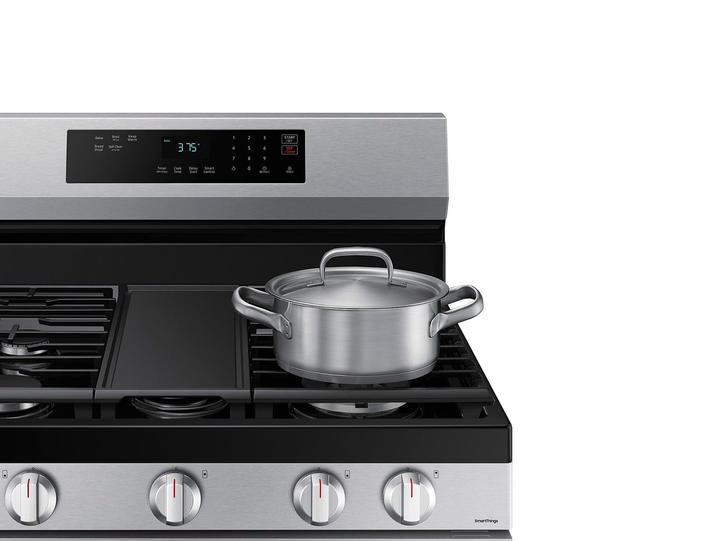 Samsung 6.0 Cu. Ft. Smart Freestanding Gas Range with 18K BTU Dual Ring Power Burner and Self Clean, Stainless Steel, NX60A6311SS/AA