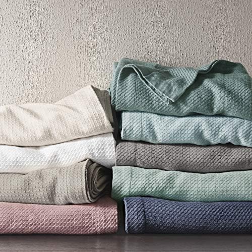 Madison Park Egyptian Cotton Luxury Blanket White 90x90 Full/Queen Size Knit Premium Soft Cozy 100% Cerified Egyptian Cotton For Bed, Couch or Sofa