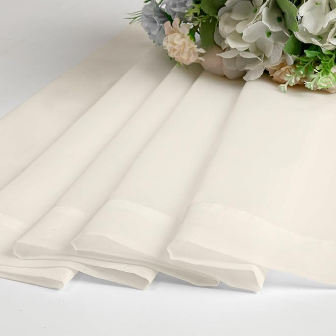 OVZME Cream Sheer Curtains 108 Inches Long 2 Panels - Soft Light Filtering Window Sheer Panels for Living Room/Bedroom, Top Dual Rod Pocket, 1 Pair, Each 42Wx108L Inches