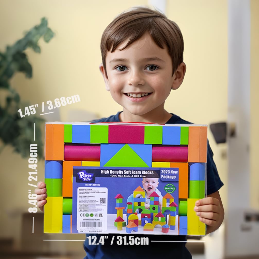 Pairez Toys 41pcs Foam Blocks & 105pcs Counting Cubes Bundle, STEM Learning & Building Set for Kids