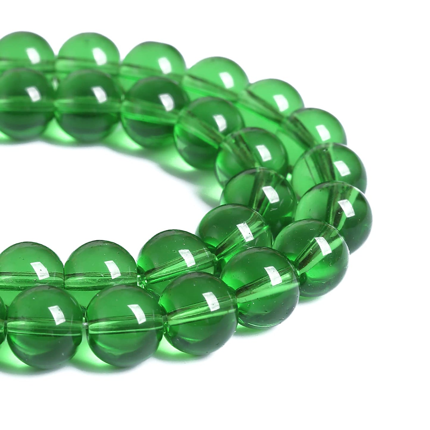 8MM 46PCS Green Glass Spacer Loose Beads for Jewelry Making DIY Bracelet Necklace