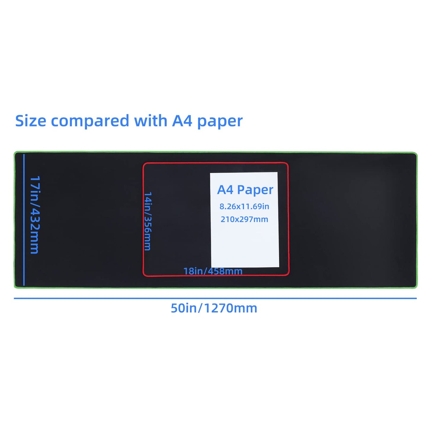 Wolaile Gaming Computer Mouse Pad with Black Stitched Edge,18x14 inches