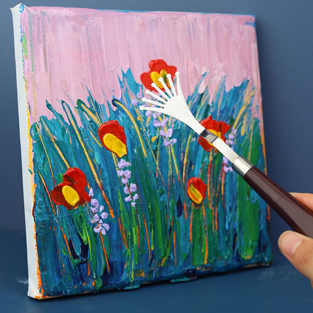 Jowoart 9 Pcs Flower Art Scraper Texture Knife Art Palette Knife Special-shaped Scraper Oil Painting Acrylic Paint Tool for Art Students