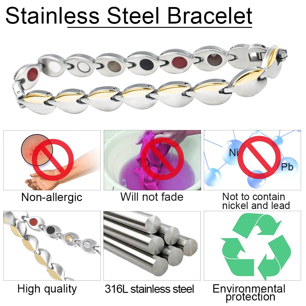 KYOSI Magnetic Bracelets for Women Stainless Steel Magnet Bracelet Special Jewelry with Sizing Tool Mothers Day Gift