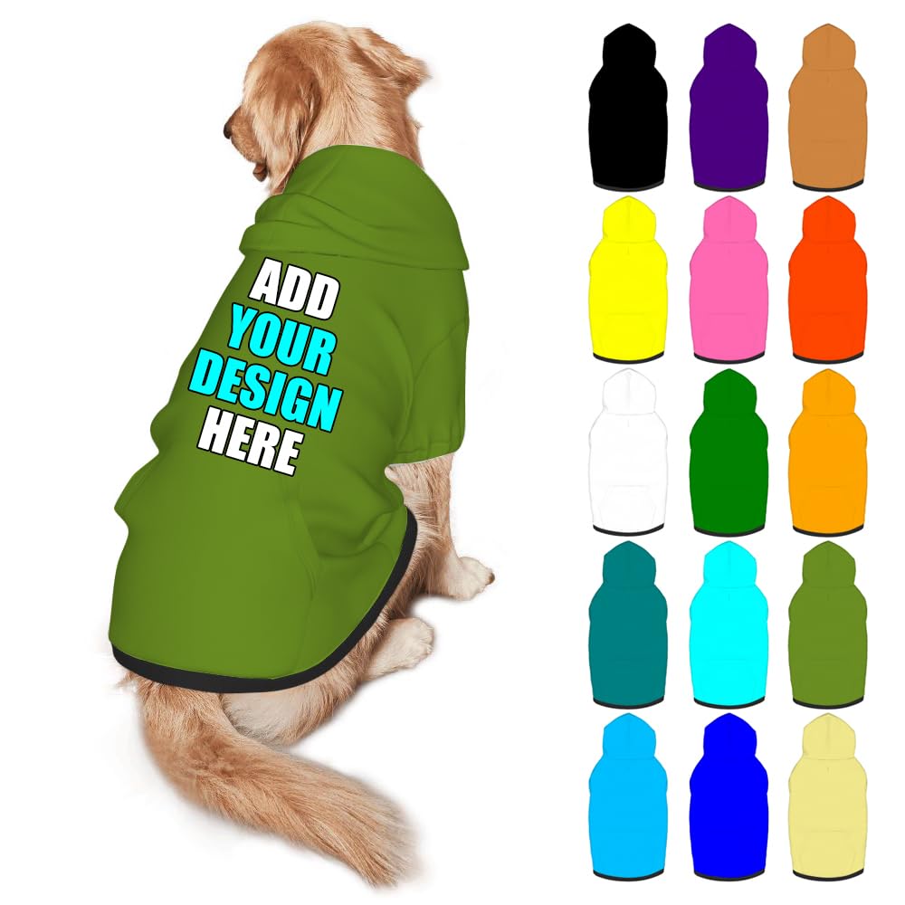 Mynvzrk Custom Dog Clothes with Photo Name Logo Personalized Dog Sweaters for Small Medium Large Dogs Breathable Warm, Gold, L
