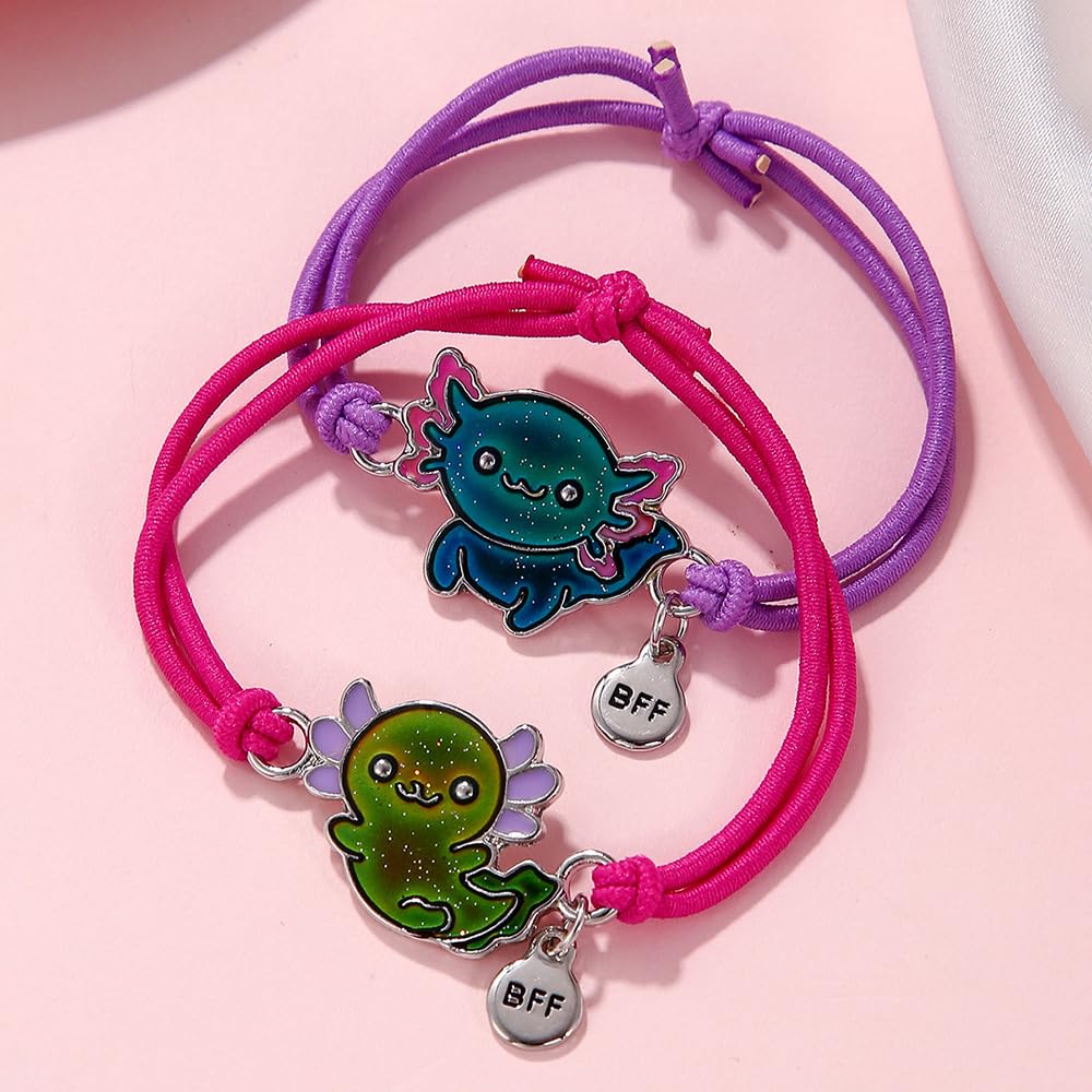 Dinosaur Frog Turtle Dragon Color Changing Mood Bracelet Set for Women Emotion Feeling Temperature Sensing Wrap Bracelet with Card Friendship Jewelry-Salamander