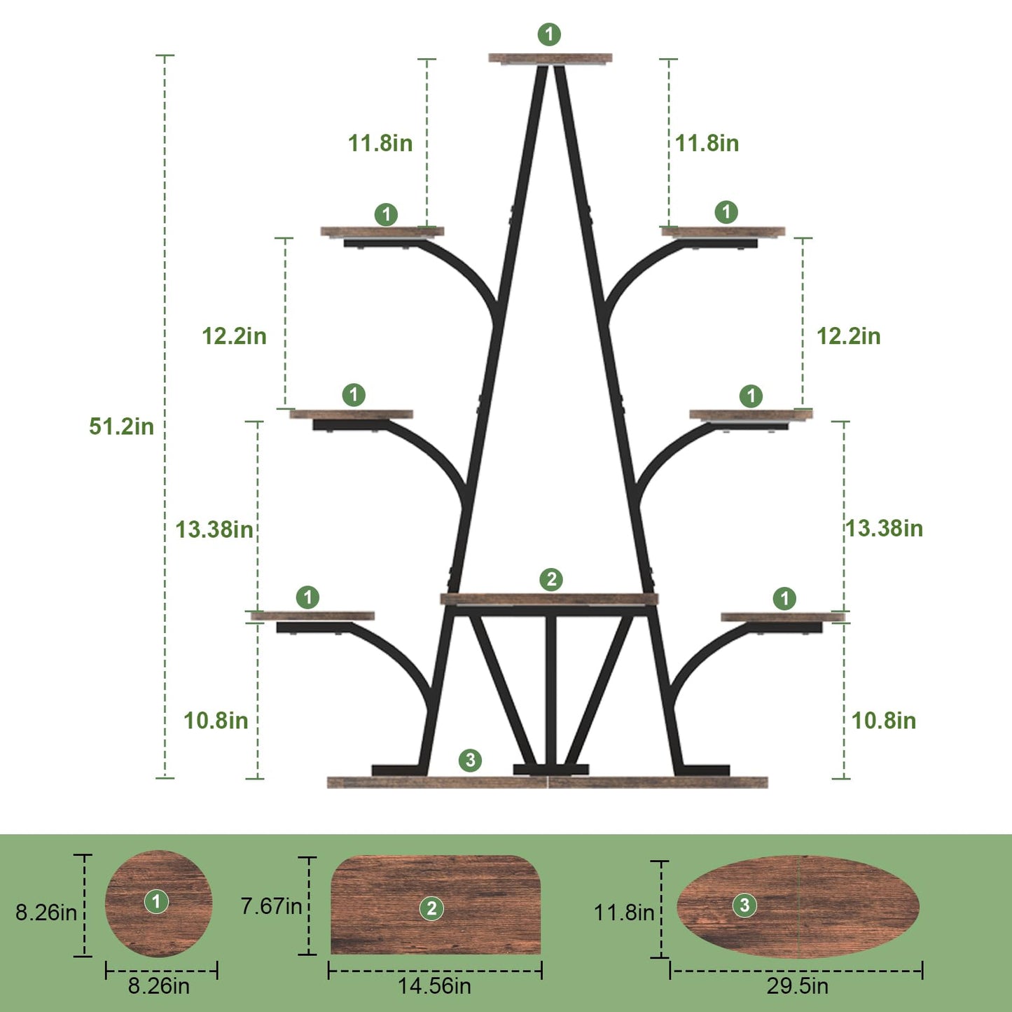 Plant Stand Indoor with Grow Lights - 51" Tall Christmas Tree-Shaped Corner Plant Shelf, 9 Tiered Metal Plant Rack with Adjustable Brightness & Timer, Sturdy Display Stand for Plants, Balcony Decor (Black)