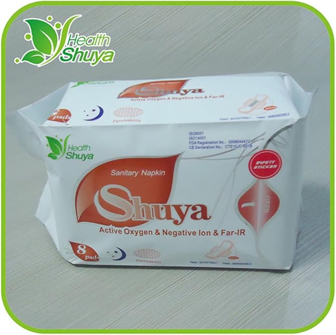 SHUYA Anion Ultral Long Overnight Pads for Woman with Wings,Postpartum Pads After Birth with Patented Negative ion Strip, Super Absorbency, Size 330mm-Scented (Pack of 2, 16)