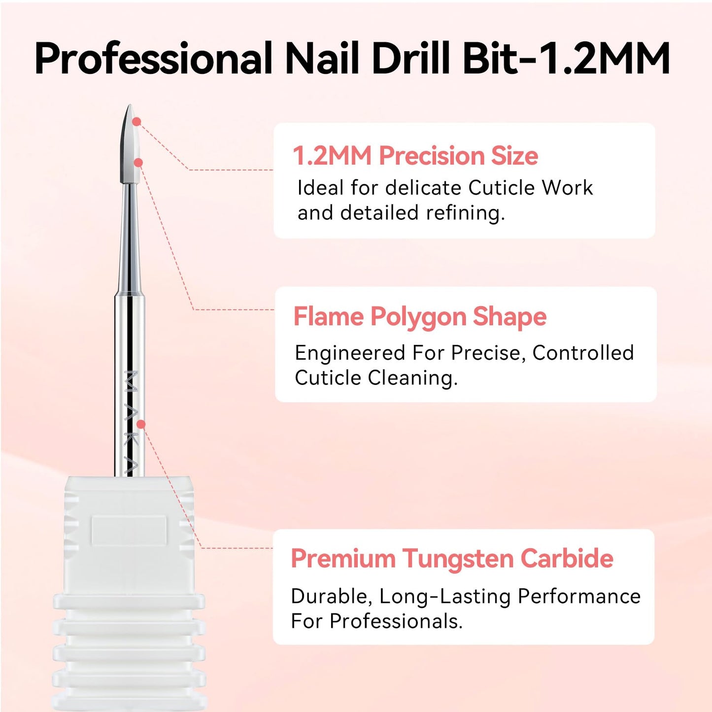 Makartt Flame Cuticle Nail Drill Bit - 3/32" Shank Tungsten Carbide Bit for Nail Drill Machine Professional Shape Bit for Cuticle Cleaning, Smooth Gel Nails,Sidewall, Dead Skin & Nail Prep Silver