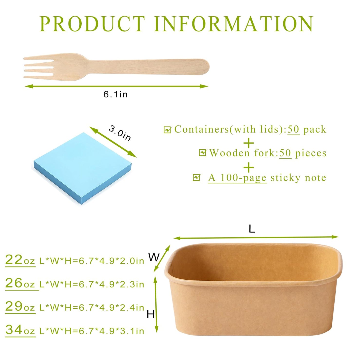 50-Pack 29oz Kraft Paper Bowls Disposable with Lids and Wooden Forks, Disposable Meal Prep Containers Paper Food Prep Containers with Lids, To Go Container for Hot Soup/Salad, Freezer & Microwave Safe