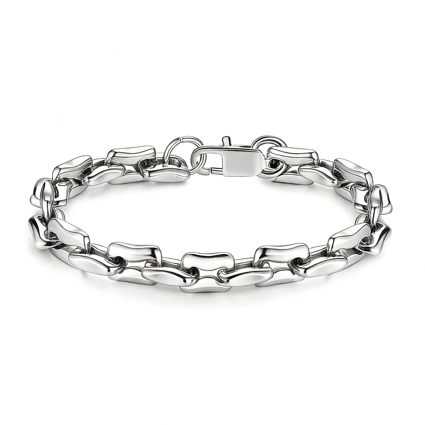 AIAINAGI Silver Link Chain Bracelets for Women Men 7mm Stainless Steel Paperclip Bracelets Rectangle Solid Chunky Chain 7/7.8/8.3Inches Unisex Wrist Jewelry Gift for Mother（8.3inch）