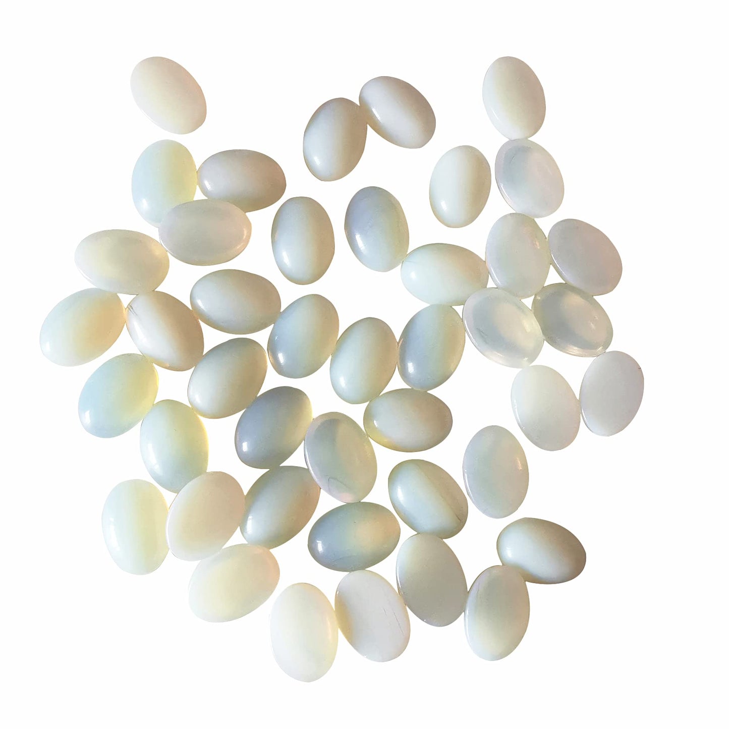 Loveliome 18x13mm Oval Cabochons Flatback Crystal Stone Gemstones Beads for Jewelry Making DIY Pack of 10, Opalite