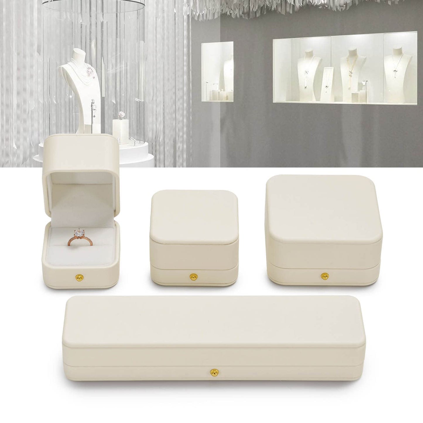 Oirlv Gorgeous Bracelet Gift Box Leather Bangle Box for Jewelry Gift White Velvet Interior Bangle Bracelet Storage(White)