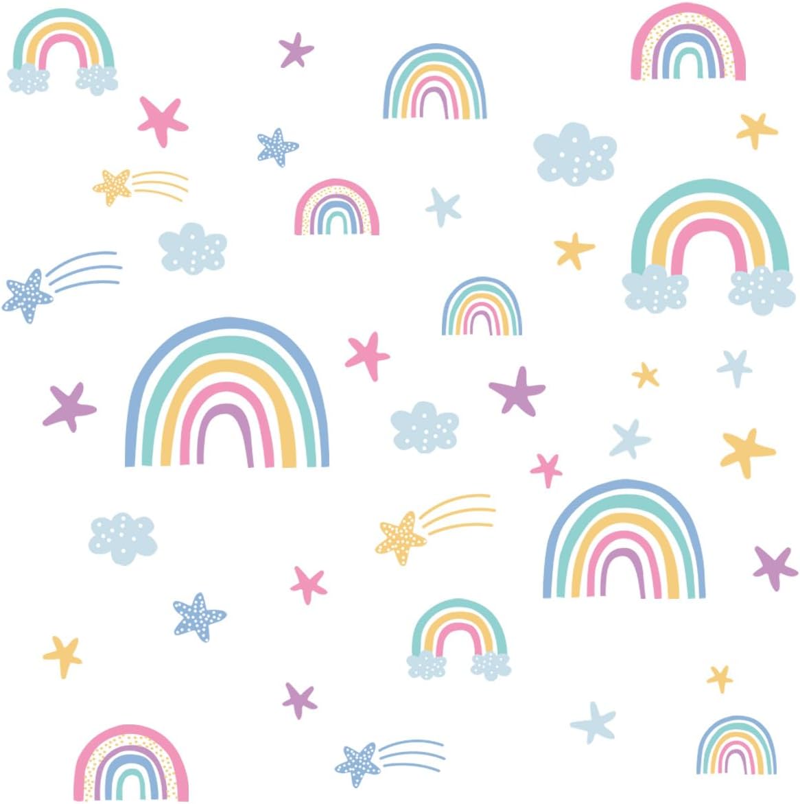 Quanhaigou Rainbow Clouds Stars Glow in The Dark Wall Stickers DIY Home Decor for Kid Boys Girl Bedroom Bathroom Decorations
