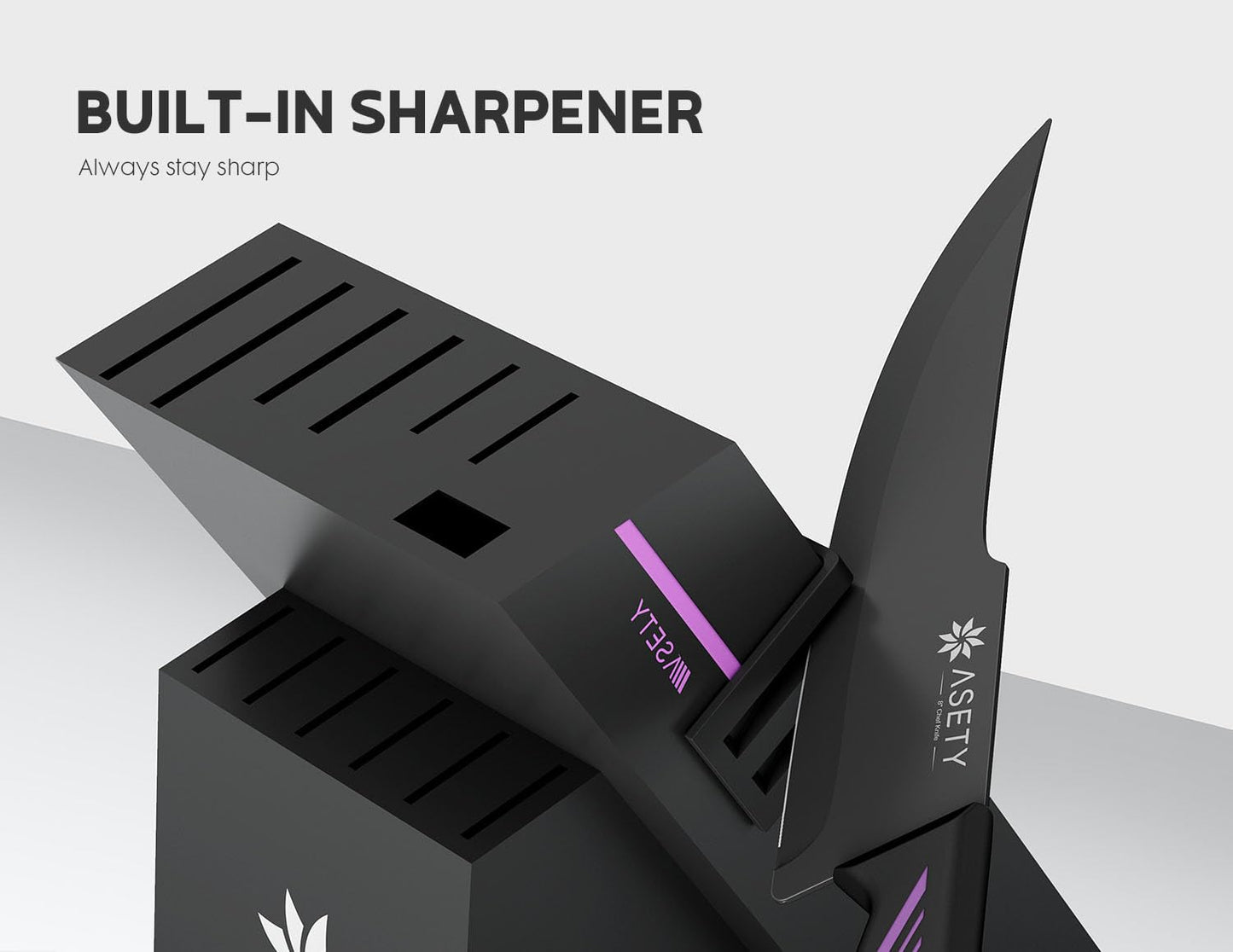 Knife Set - 15 PCS Kitchen Knife Set with Built-in Knife Sharpener Block - Stainless Steel Knife Block Set - Dishwasher Safe, Elegant Box for Men Women, Mothers Day
