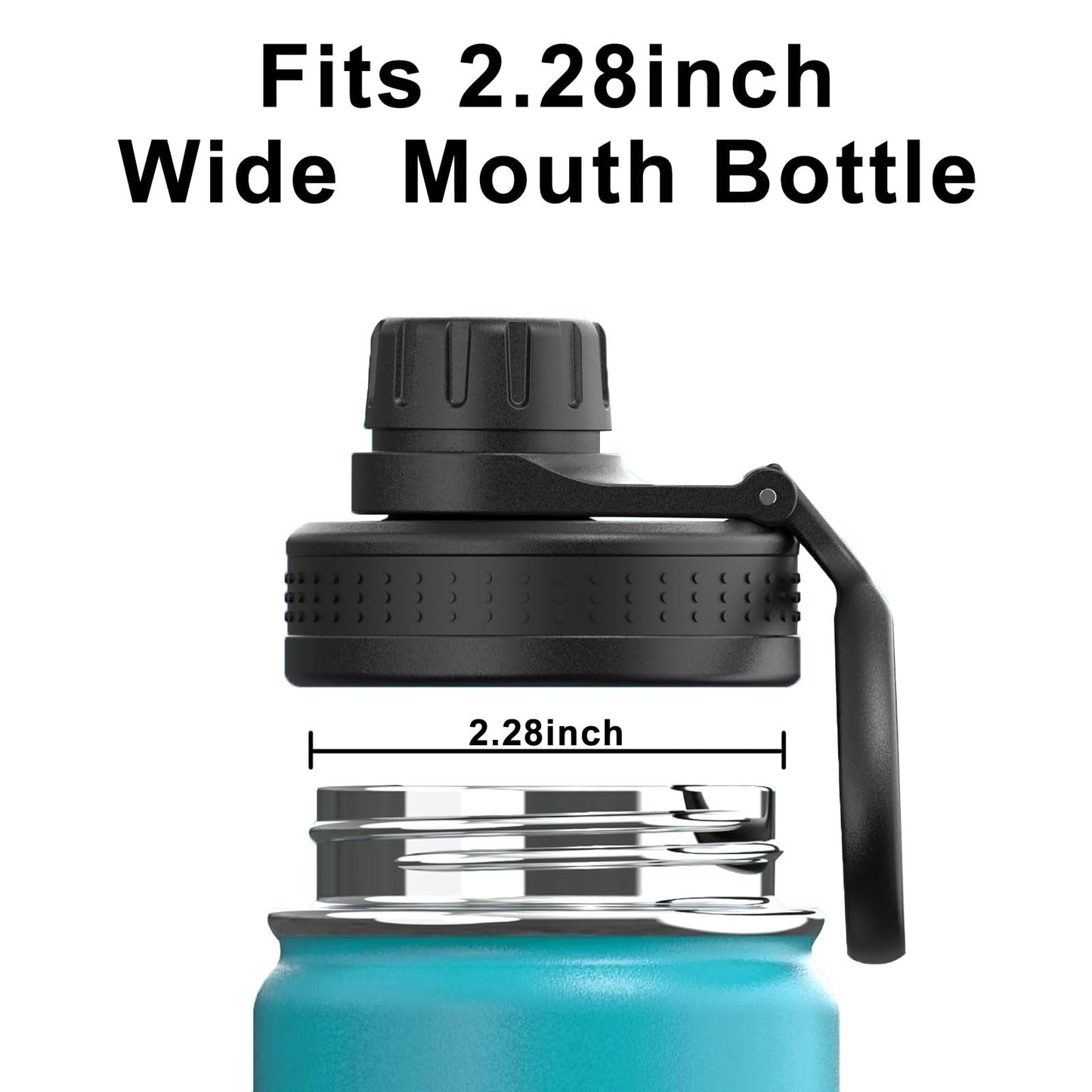 HYDROYOTA Straw Lids for Hydroflask Wide Mouth 12 32 40oz，Replacement Flask Cap for Insulated Water Bottle Accessories Black,Leak Proof Straw Tops Cover