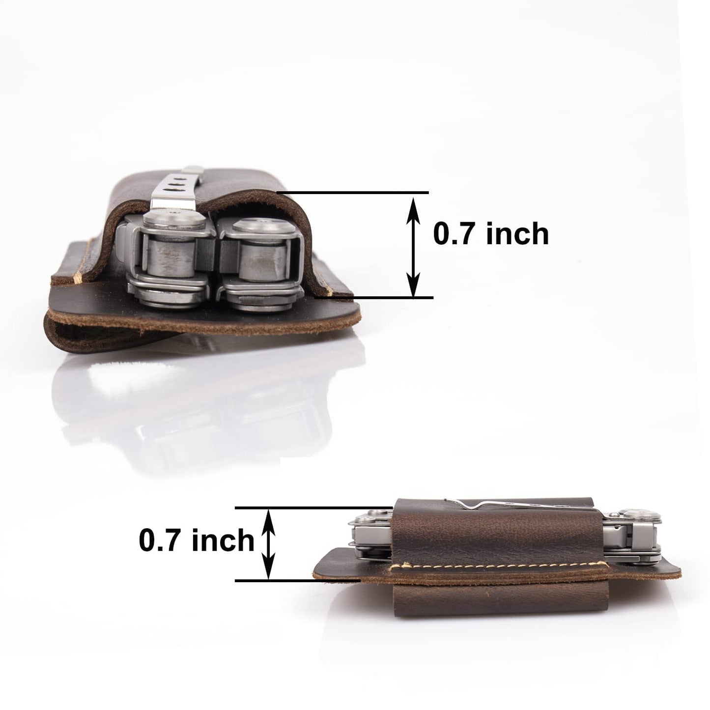 Topstache Leather Sheath, Handmade Multitool Holster, Horizontal Carry Leather Knife Sheath for Belt, EDC Pocket Organizer for Men,Size M,Black