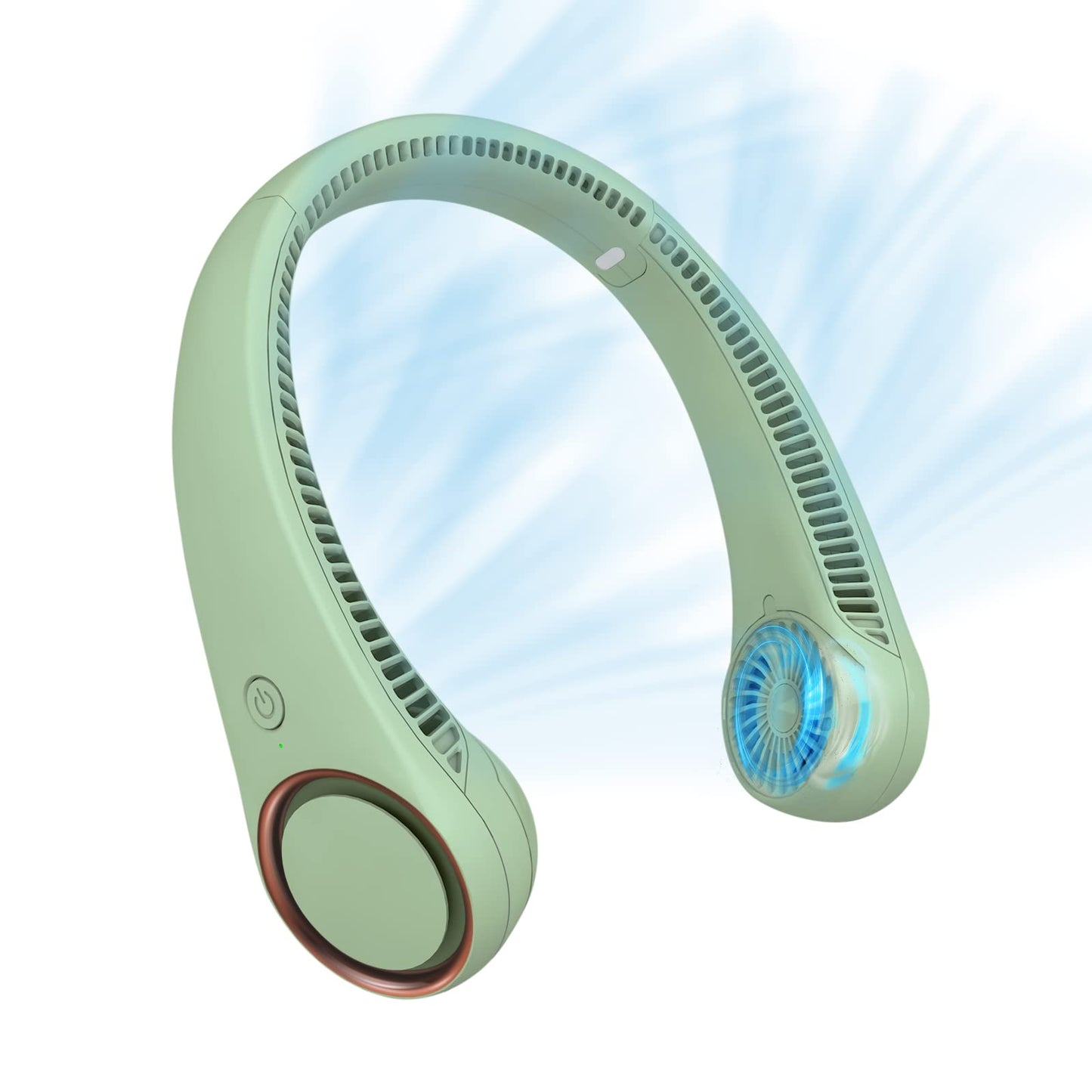 CIVPOWER Neck Fan: Portable Personal Neck Cooling Rechargeable Bladeless Fan - Hands Free 3 Speed 4000 mAh Battery USB Operated Wearable Headphone Design - Gift for Men Women Outdoor (Light Green)