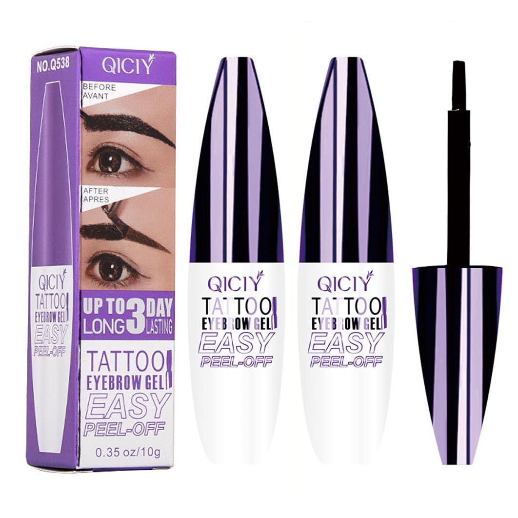 2pcs Gray Brown Tattoo Eyebrow Gel Tinting, Waterproof & Transfer-proof for Fuller Brows, Suitable for All Skin Types (Gray Brown, 2Pcs)