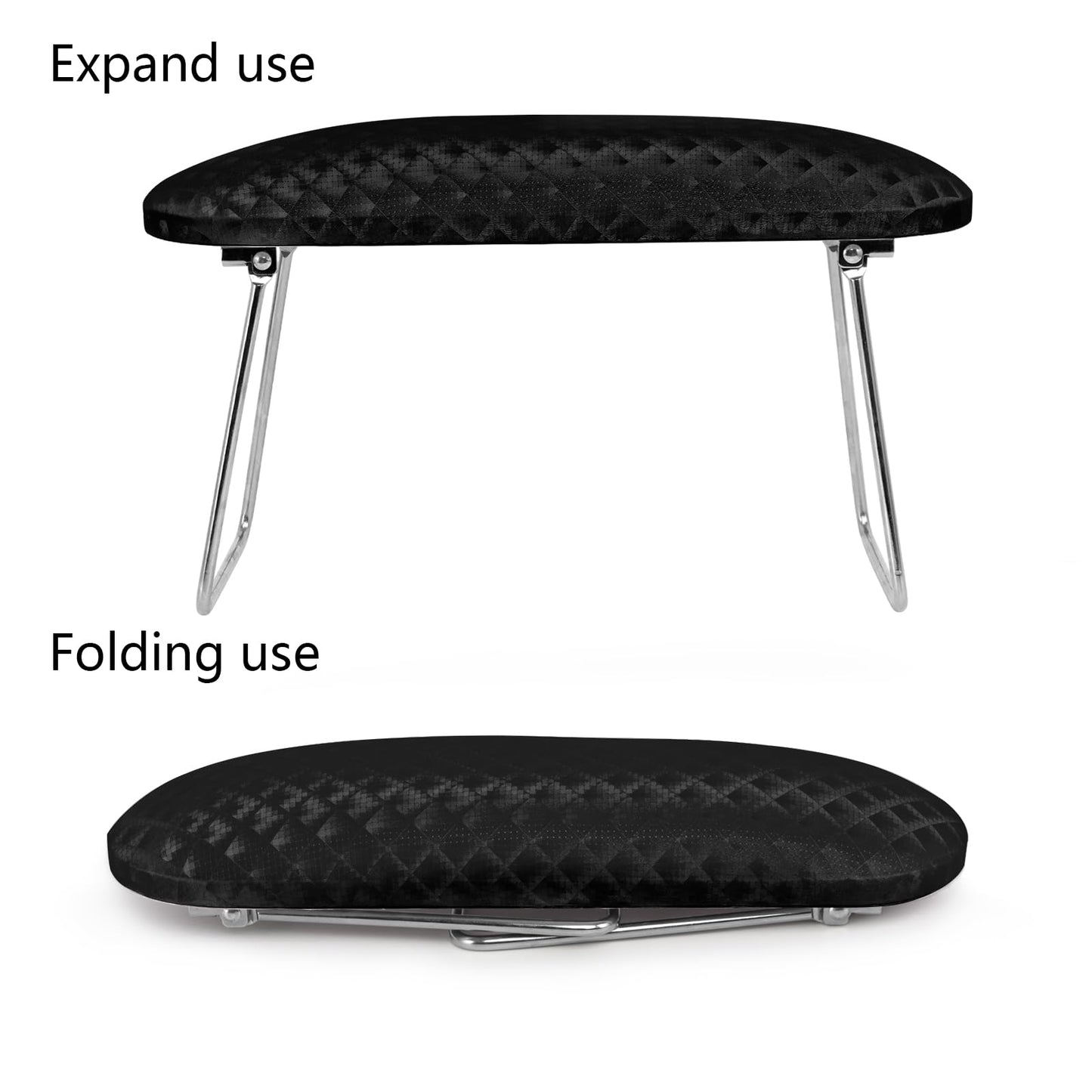 Krofaue Arm Rest for Nails Tech, Professional Microfiber Leather Nail Hand Rest Stand Arm Rest for Acrylic Nails Cushion Hand Holder with Non-slip - Nail Technician Use Must Have (Black)