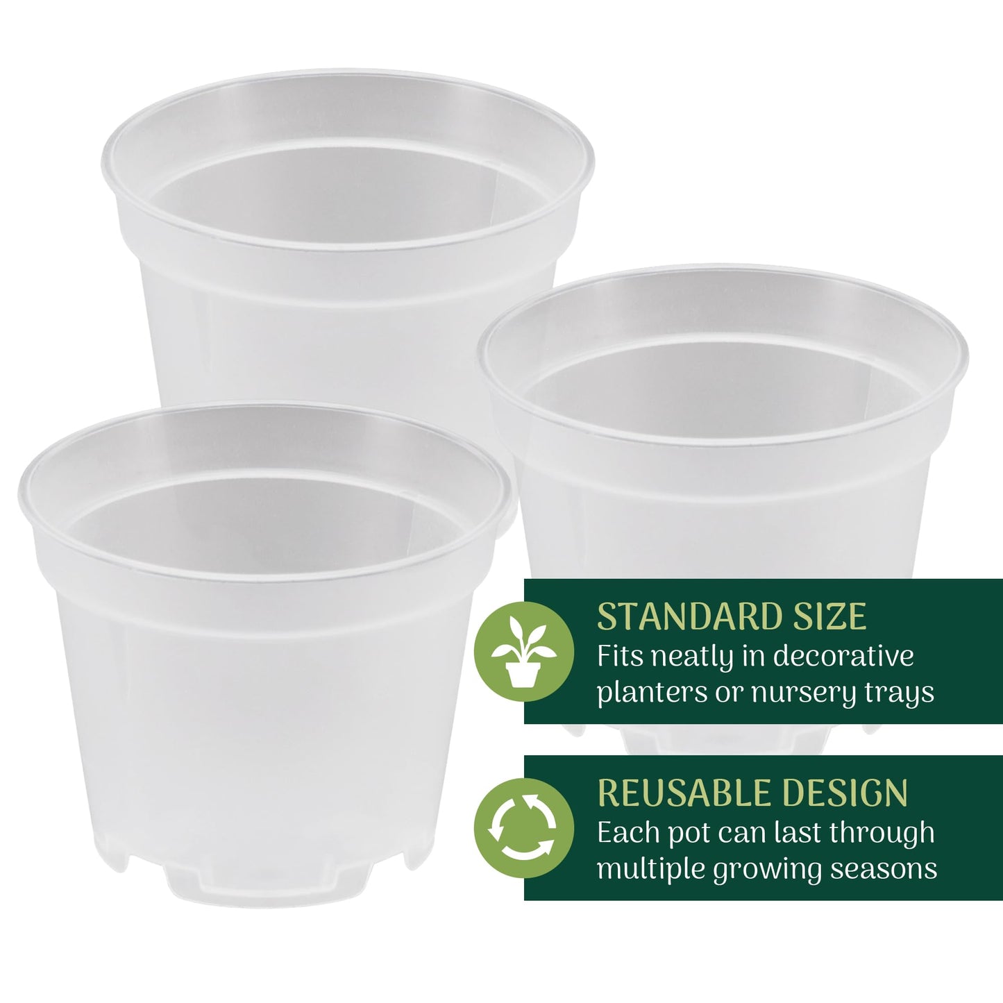 Arcadia Garden Products [25-Pack [2-inch ] Clear Nursery Pot with Drainage Holes, Heavy Duty Plastic Injection Mold Transparent Grow Pot for Orchids, Seedlings, Plant Cuttings, Clear