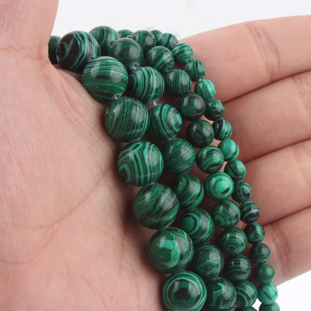 NITOPUPU 10mm 37pcs Green Malachite Natural Stone Beads for Jewelry Making Supplies, Round Crystal Beads for Bracelets Necklace DIY Crafts