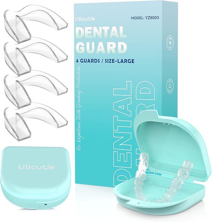 Mouth Guard for Grinding Teeth at Night,Upgraded Safety EVA Material, Night Guards for Teeth Grinding, Large (4 Pack),Transparent