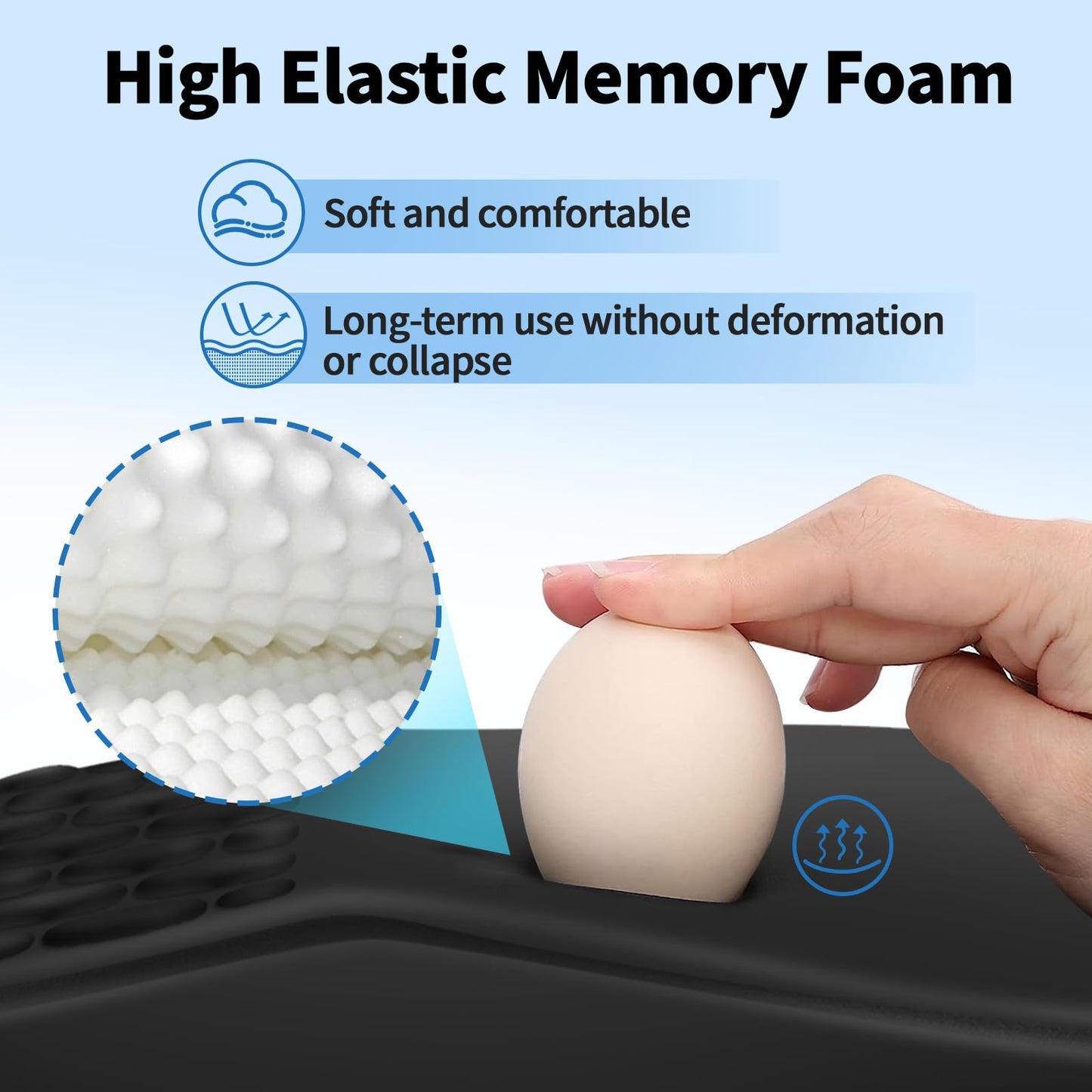 YIWEI Ergonomic Mouse Pad with Wrist Support - Gel Memory Foam Mouse Mat for Computer Keyboard & Laptop - Non-Slip Base, Pain Relief for Home Office & Gaming - Black