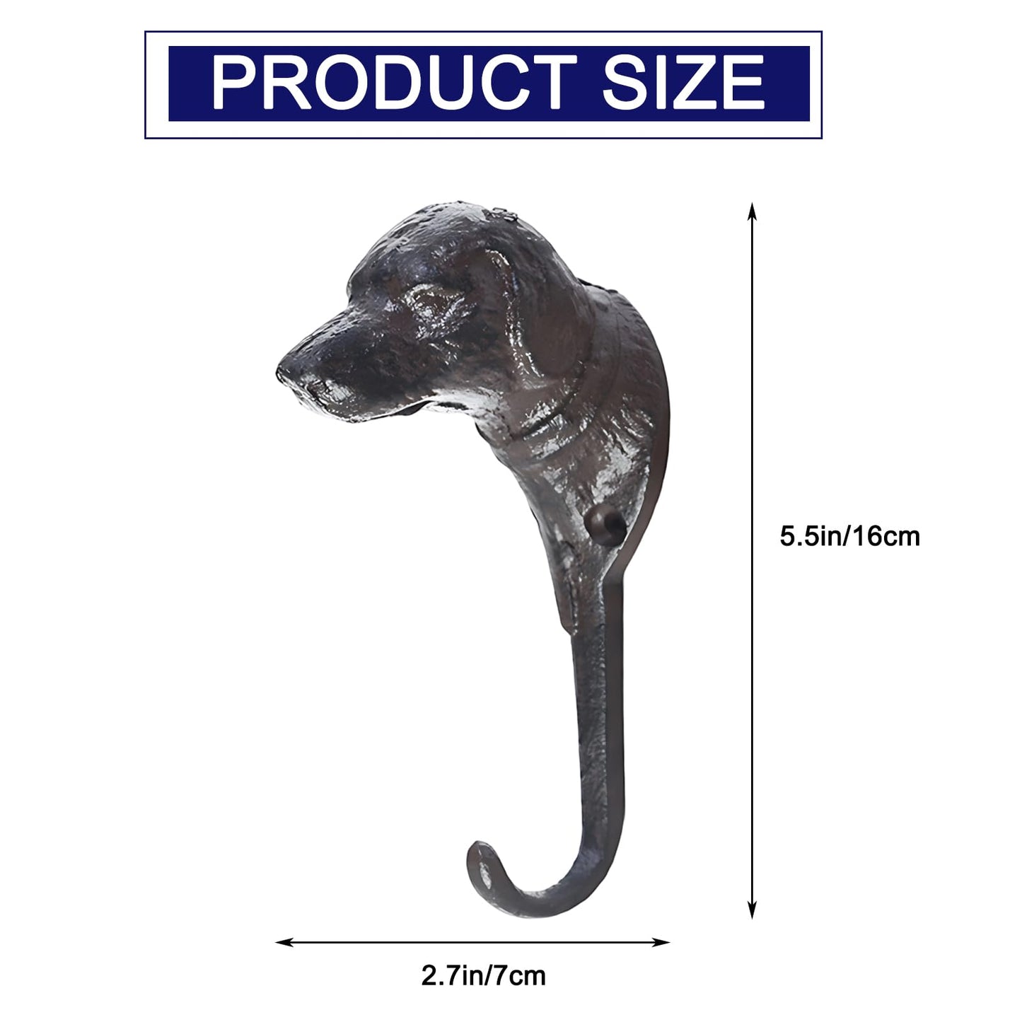 WBNYX Dog Head Key Hook - Cast Iron Wall Mounted Hanger for Keys, Bathrobe, Towels, Bags - Decorative Entryway & Bedroom Organizer, 1 Piece