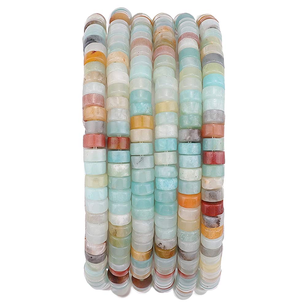BEADIA Natural Amazonite Spacer Beads Caps Loose Semi Gemstone for Beading Jewelry Making 4mmx2mm 38cm