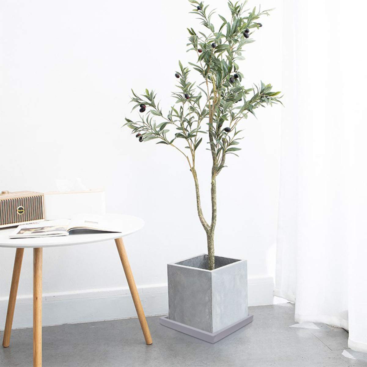DOITOOL 8.89 Inch Square Thickened Flower Pot Tray Leakproof Plant Saucer Multi-Functional Indoor Balcony Garden Base Grey