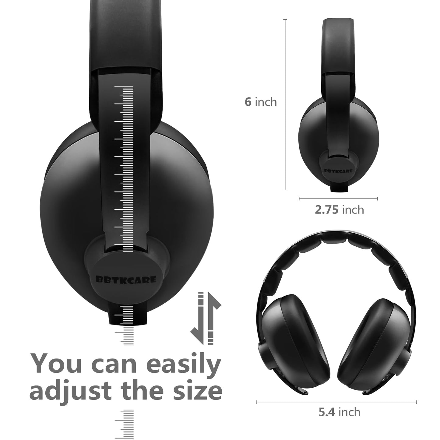 BBTKCARE Baby Headphones Noise Cancelling Headphones for Babies for 3 Months to 3 Years (Black)