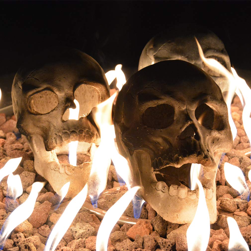 Stanbroil 9-Inch Imitated Human Skull Gas Log for Indoor or Outdoor Fireplaces, Fire Pits Halloween Decor, 1-Pack - Patent Pending