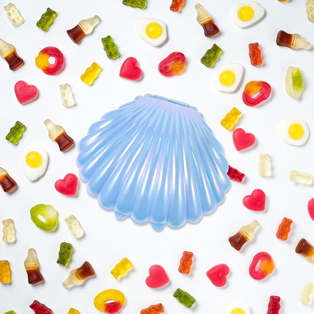 VOSAREA Sea Shells Candy Boxes 30pcs Seashell Party Favor Containers Clam Treat Holders Plastic Chocolate Box for Wedding Birthday Shower Decorations Supplies Sky-blue