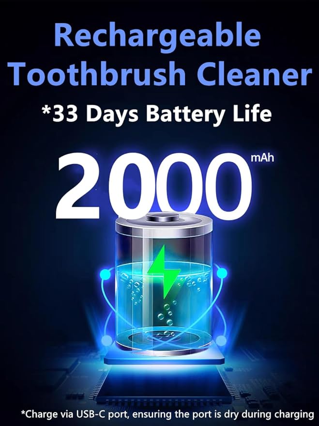 Toothbrush Cleaner & Toothbrush Holder, Cleaning and Air Drying, LED Smart Screen, Rechargeable Wall Mount Toothbrush Holder for Bathrooms