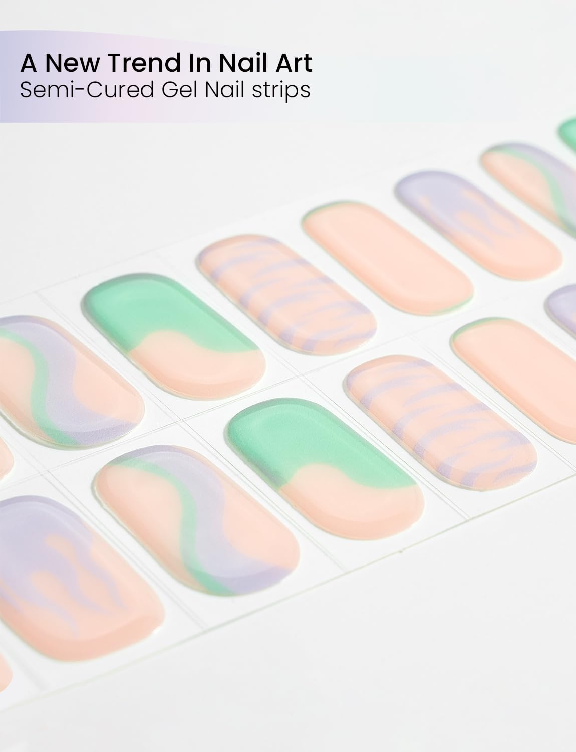 Oauee Semi Cured Gel Nail Strips | Built-In Gel Top Coat | UV Light Required | Salon Quality, Easy Application And Removal (Violet Spark ）