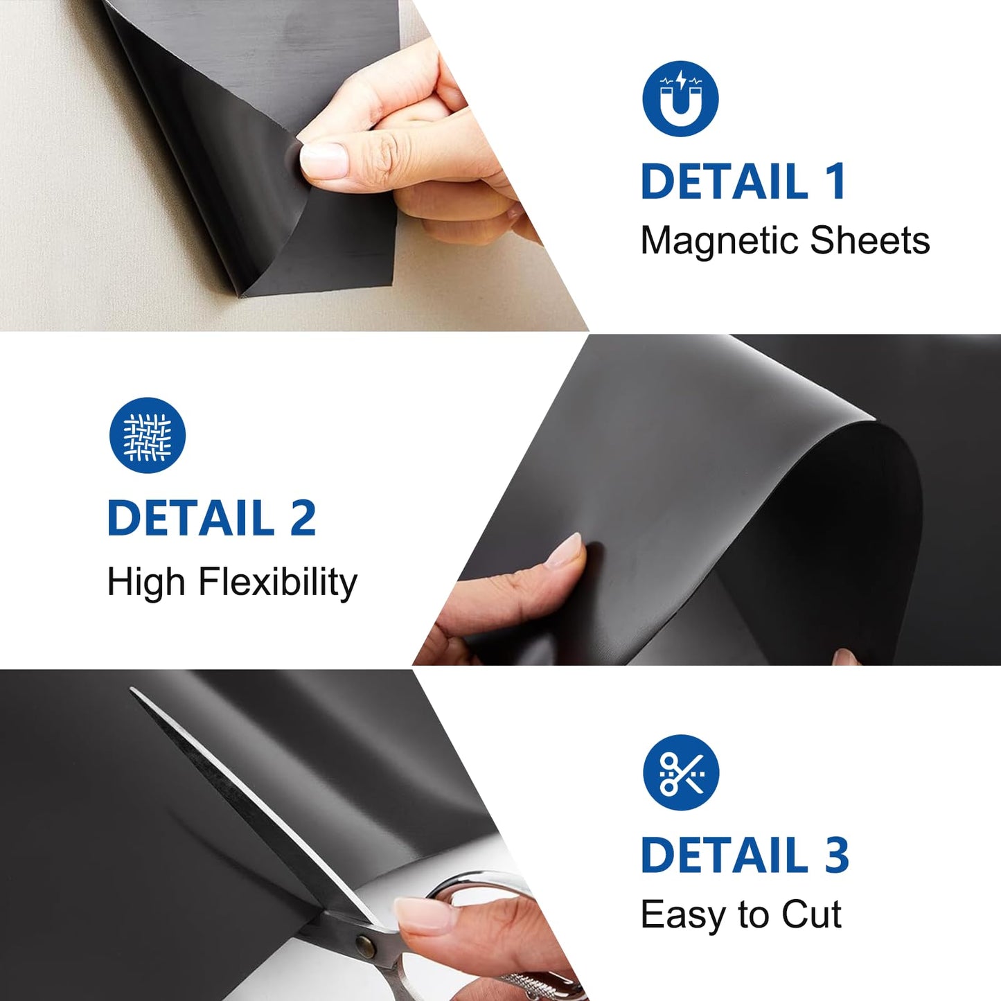MVRPOWER 1Pcs/2Pcs Magnetic Sheets 0.98x3.28FT, 0.002FT Thick Non Adhesive Magnet Sheet for Crafts, Black