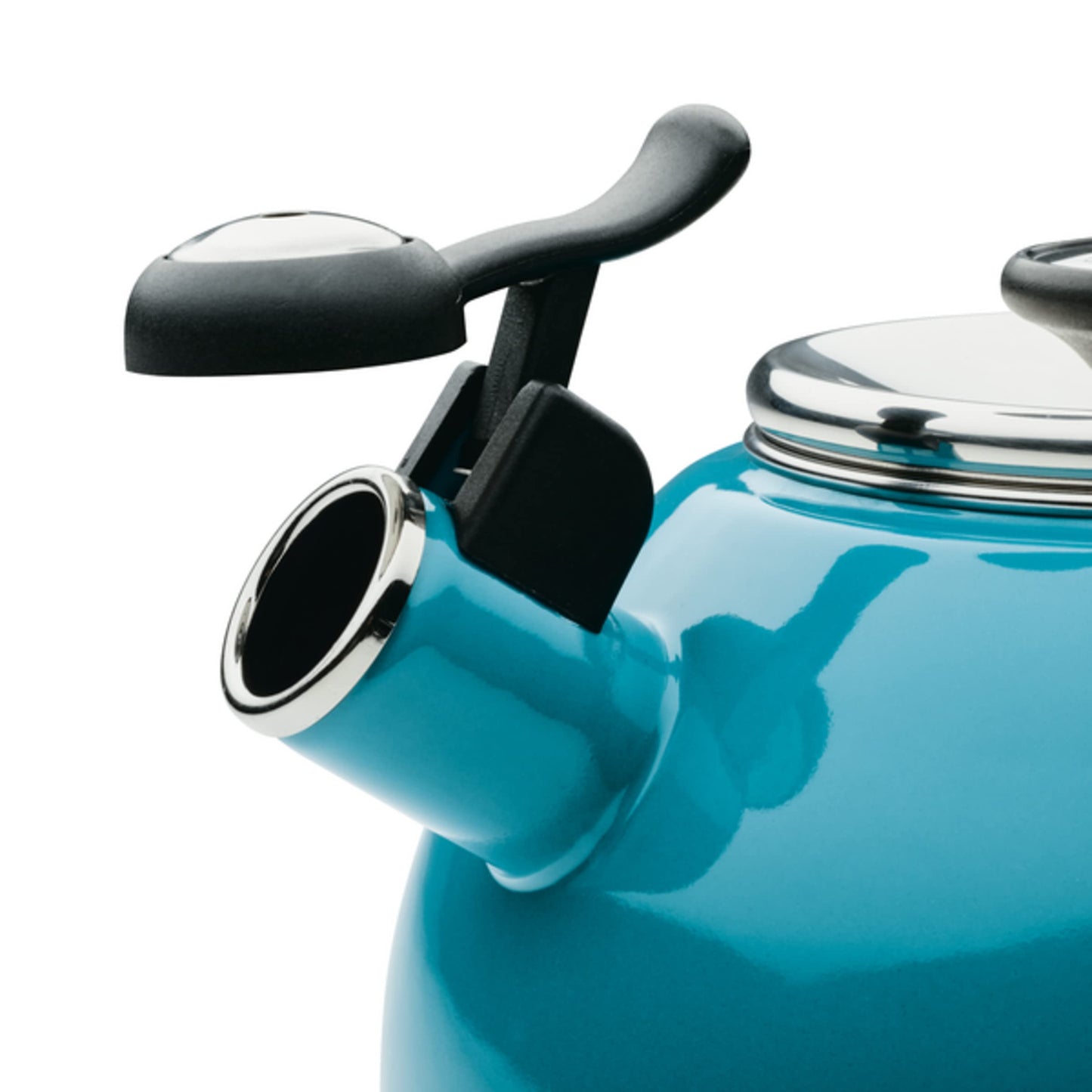 Circulon Enamel on Steel Whistling Induction Teakettle, Tea Kettle for Stovetop with Flip-Up Spout, 2-Quart, Turquoise
